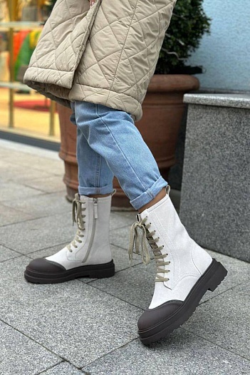 Женские ботинки Brunello Cucinelli Monil Chain - White   