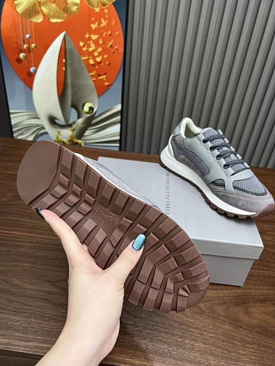 Женские комбинированные кроссовки Brunello Cucinelli   