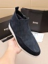 Замшевые лоферы с мехом Hugo Boss high-top - Navy