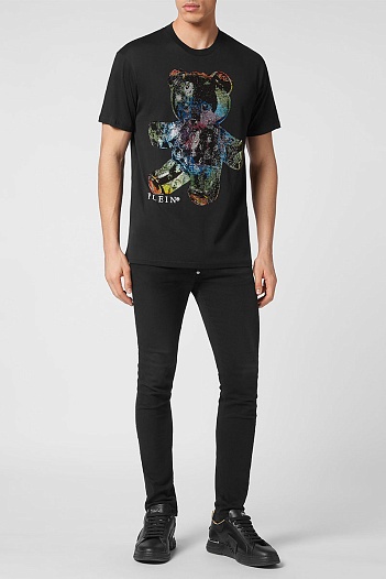 Мужская чёрная футболка Philipp Plein Teddy Bear   