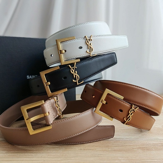 Кожаный ремень Yves Saint Laurent (ширина 3 см, длина 80 / 85 см)