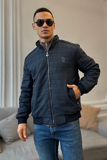 Куртка тёмно-синего цвета Stefano Ricci logo-embroidered   