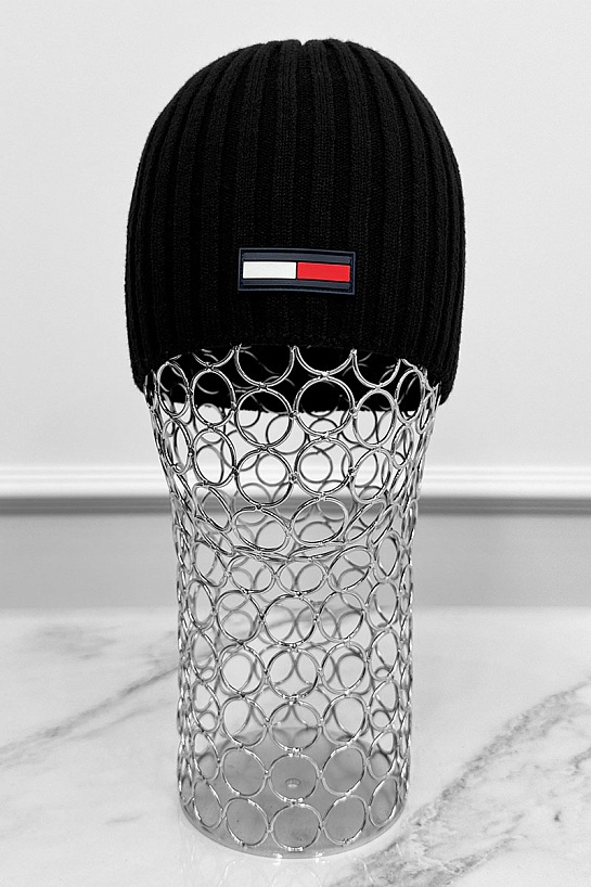 Мужская чёрная шапка Tommy Hilfiger logo-patch