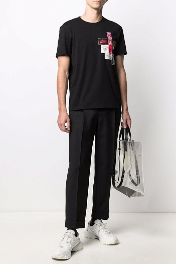 Мужская чёрная футболка Alexander McQueen Labels   