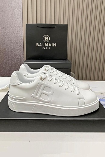 Кожаные кроссовки Balmain белого цвета   