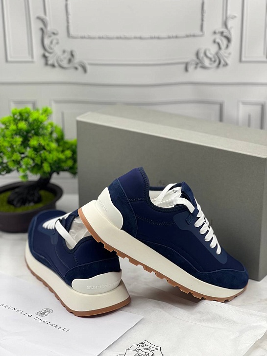Мужские комбинированные кроссовки Brunello Cucinelli