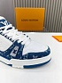 Кожаные кроссовки с мехом Louis Vuitton Trainer Premium - White / Blue