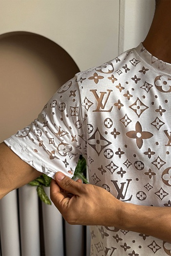 Белая мужская футболка Louis Vuitton Monogram All-over   