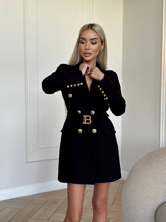 Женское платье-пиджак Balmain чёрного цвета
