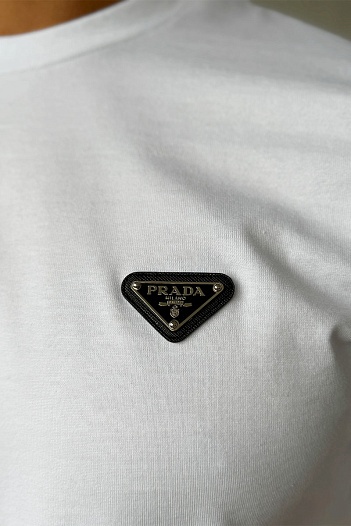 Мужская футболка Prada logo-plaque - White   