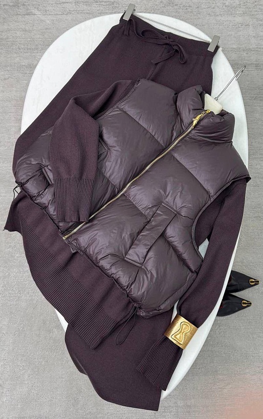 Женский костюм тройка на флисе Schiaparelli premium - Brown