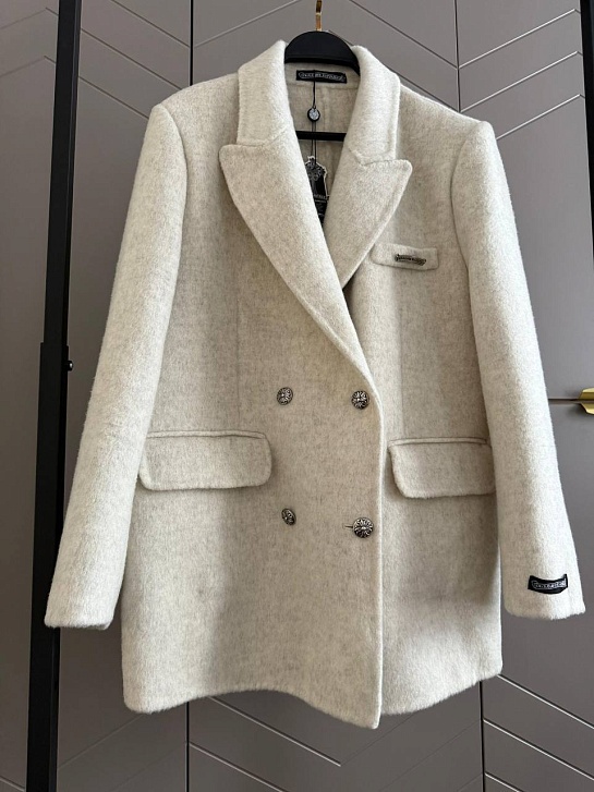Женское шерстяное пальто пиджак Chrome Hearts Premium - White