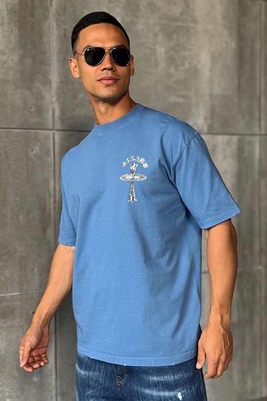 Мужская синяя футболка Chrome Hearts