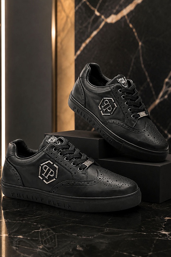 Кожаные кроссовки с мехом Philipp Plein