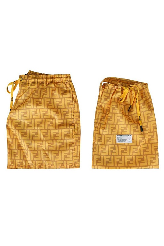 Мужские жёлтые шорты Fendi FF monogram