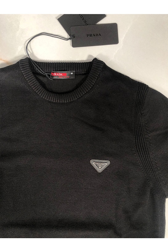 Мужской чёрный джемпер Prada logo-plaque