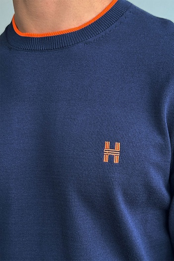 Мужской джемпер Hermes H embroidered - Navy   