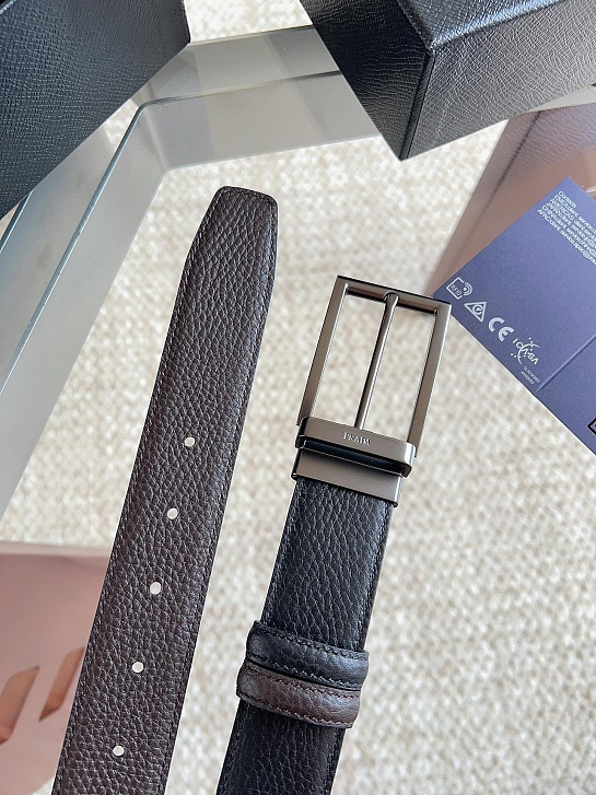 Двусторонний кожаный ремень Prada premium
