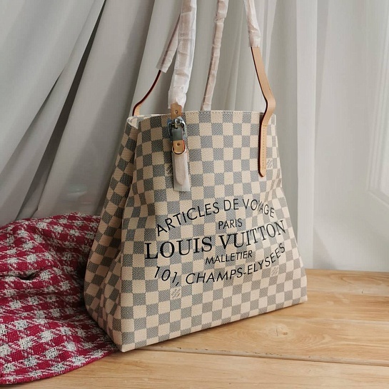 Женская кожаная сумка Louis Vuitton Neverfull Articles de Voyage 45x31 см (2 расцветки)