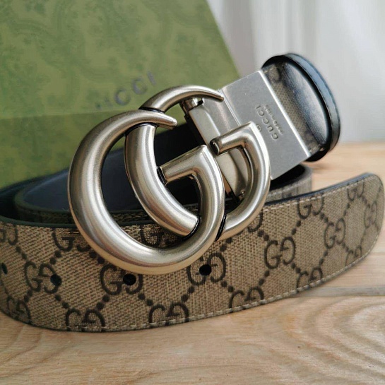 Двусторонний ремень Gucci GG Monogram - Silver (ширина 4 см, длина 80 / 85 см)
