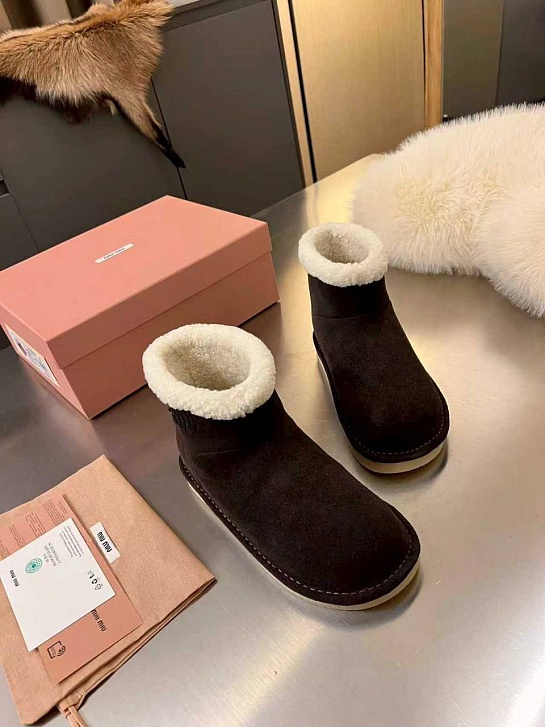 Женские ботинки с мехом MIU MIU premium - Brown