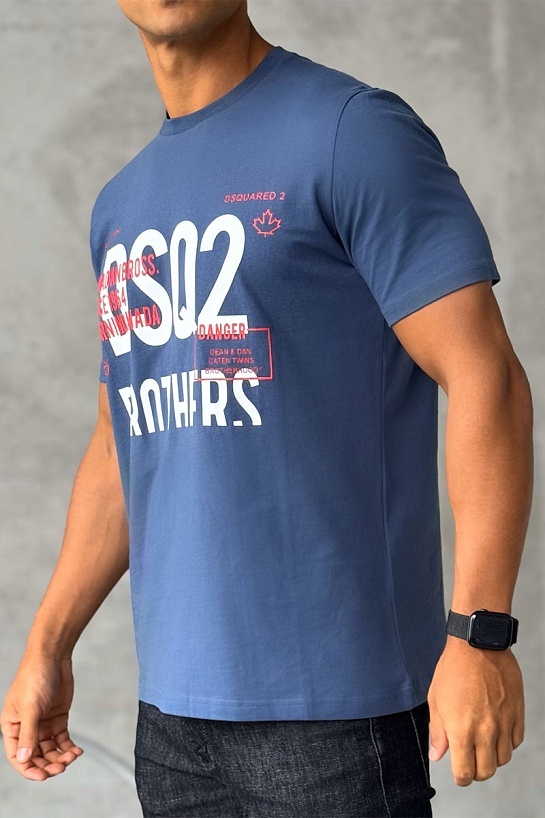 Мужская синяя футболка Dsquared2 Brothers