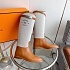 Женские кожаные сапоги Hermes Premium - Brown / White