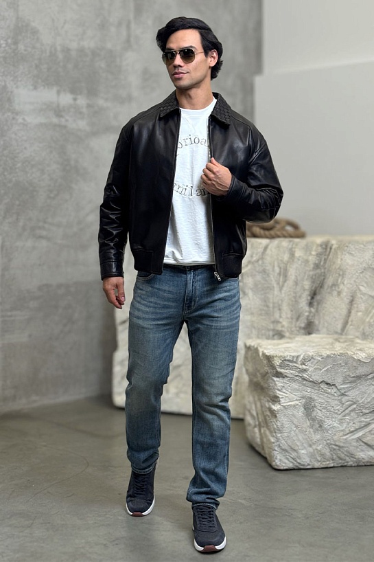 Мужская кожаная куртка Bottega Veneta premium