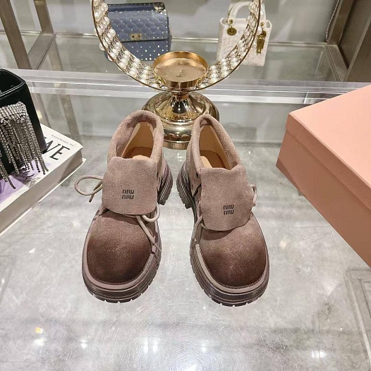 Женские замшевые ботинки MIU MIU Premium - Brown   
