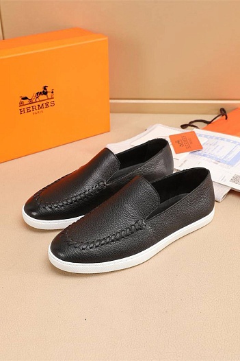 Мужские кожаные лоферы Hermes Julian - Black   