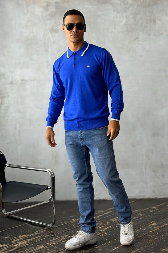 Поло с длинным рукавом Etro Pegaso logo - Blue