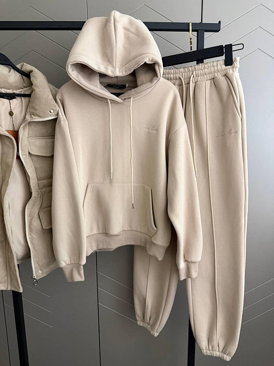 Женский костюм тройка на флисе Loro Piana premium - Beige