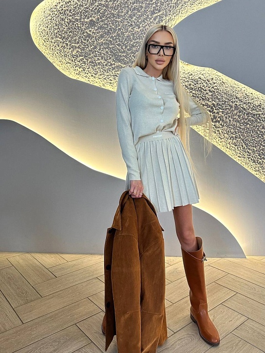 Женский бежевый костюм двойка MIU MIU