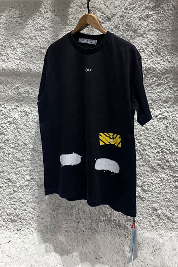 Чёрная оверсайз футболка Off-White Heavy diag spray   