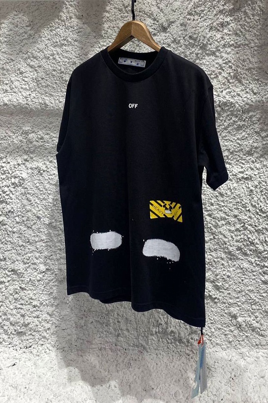 Чёрная оверсайз футболка Off-White Heavy diag spray