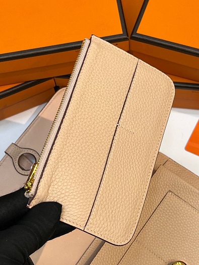 Кожаный кошелёк Hermes Dogon Duo - Pink 19.5x12 см   