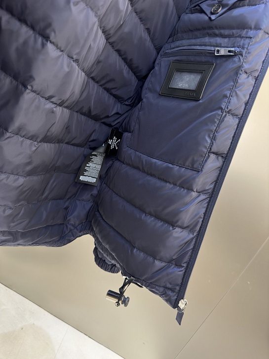 Мужской пуховик Prada logo-plaque - Navy