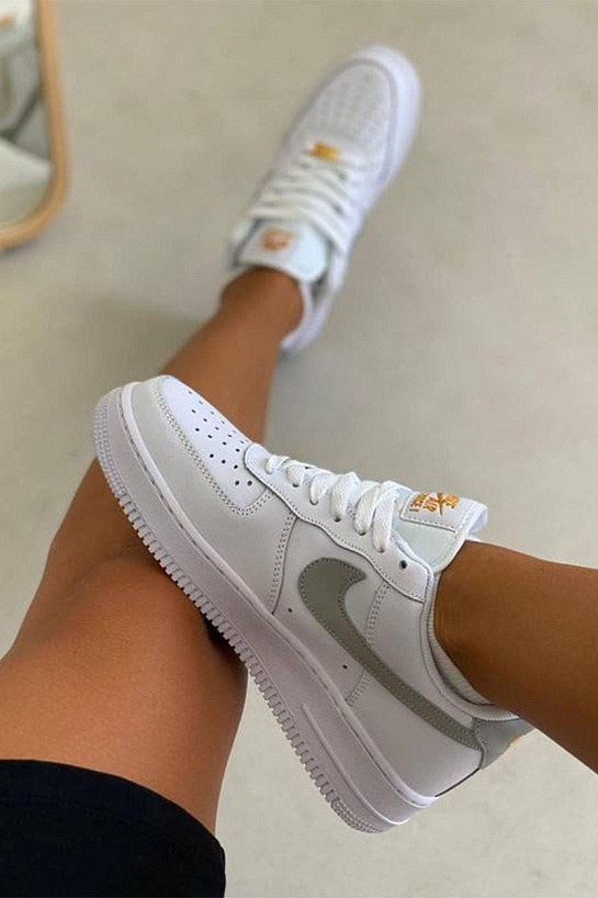 Кроссовки Nike Air Force 1 Mini Swoosh - Grey / Gold
