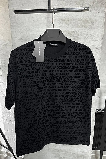Мужская чёрная футболка Dolce & Gabbana monogram all-over   