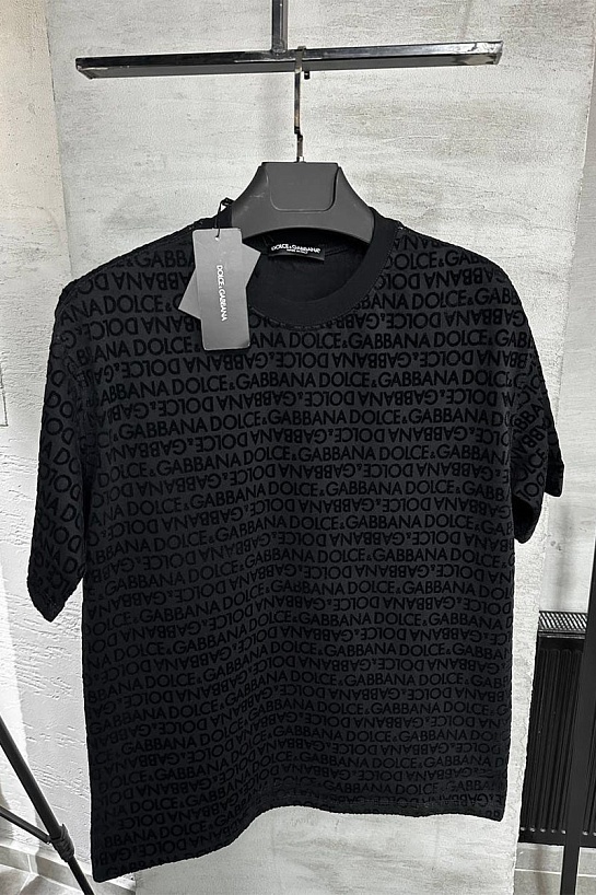 Мужская чёрная футболка Dolce & Gabbana monogram all-over