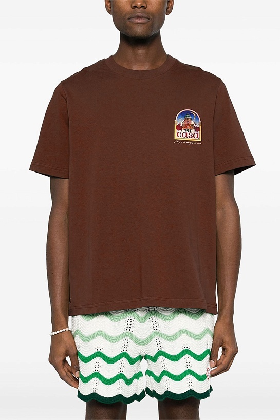 Мужская футболка Casablanca Vue De L'Arche - Brown