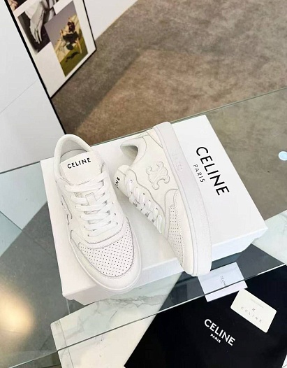 Женские кожаные кроссовки Celine Premium - White   