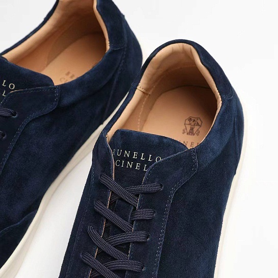Замшевые кроссовки Brunello Cucinelli logo-print - Navy