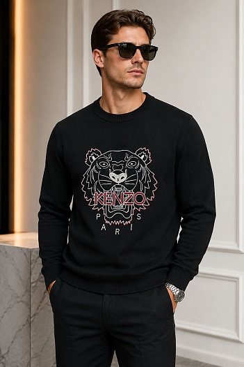 Чёрный свитер Kenzo Tiger logo-embroidered   