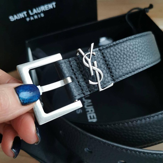 Кожаный ремень Yves Saint Laurent Cassandre (ширина 2 / 3 см)   