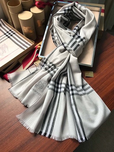 Шарф Burberry Check premium 182x71 см - Grey   