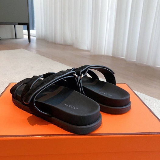 Женские сандалии Hermes Premium - Black   