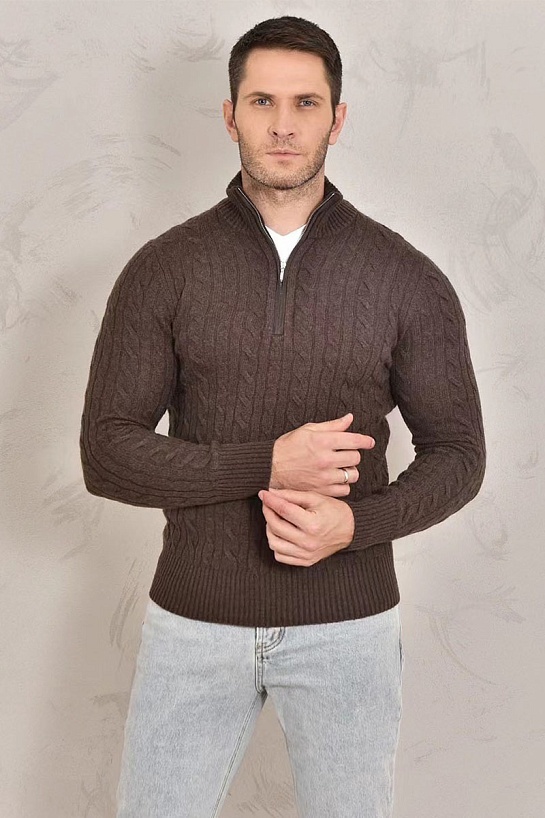 Кашемировый свитер Loro Piana Premium zip-neck - Brown