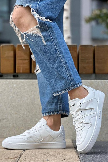 Женские кроссовки Celine Trainer Low Lace-Up - White   