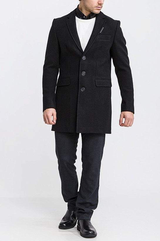 Чёрное мужское пальто Burberry logo label
